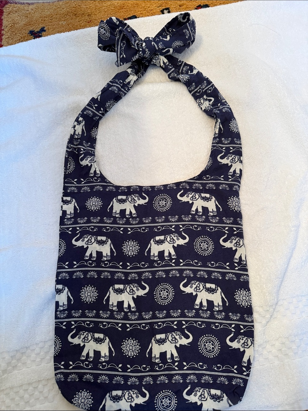 Lotus and Luna limited addition Navy Elephant Print Tie-Top Tote Bag